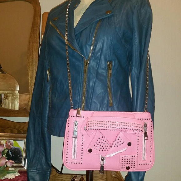 Studded Moto Jacket Crossbody Bags *One Pink Left* - Picture 2 of 7